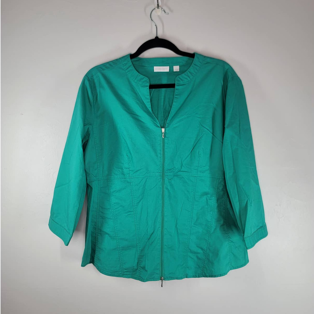 New York & Company Women's Zip Front Stretch 3/4 Sleeve Jacket Green Size XL
